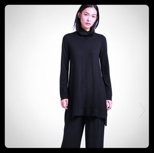 Eileen Fischer dark red turtleneck layering dress